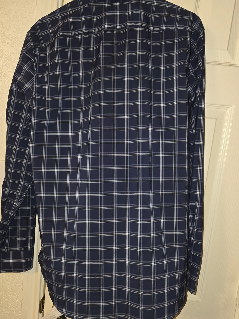 Banana Republic Men's Navy and White Plaid Button-Down Shirt